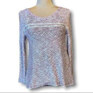 Mauve/Cream Knit Sweater with Slit sides| Sz Sm